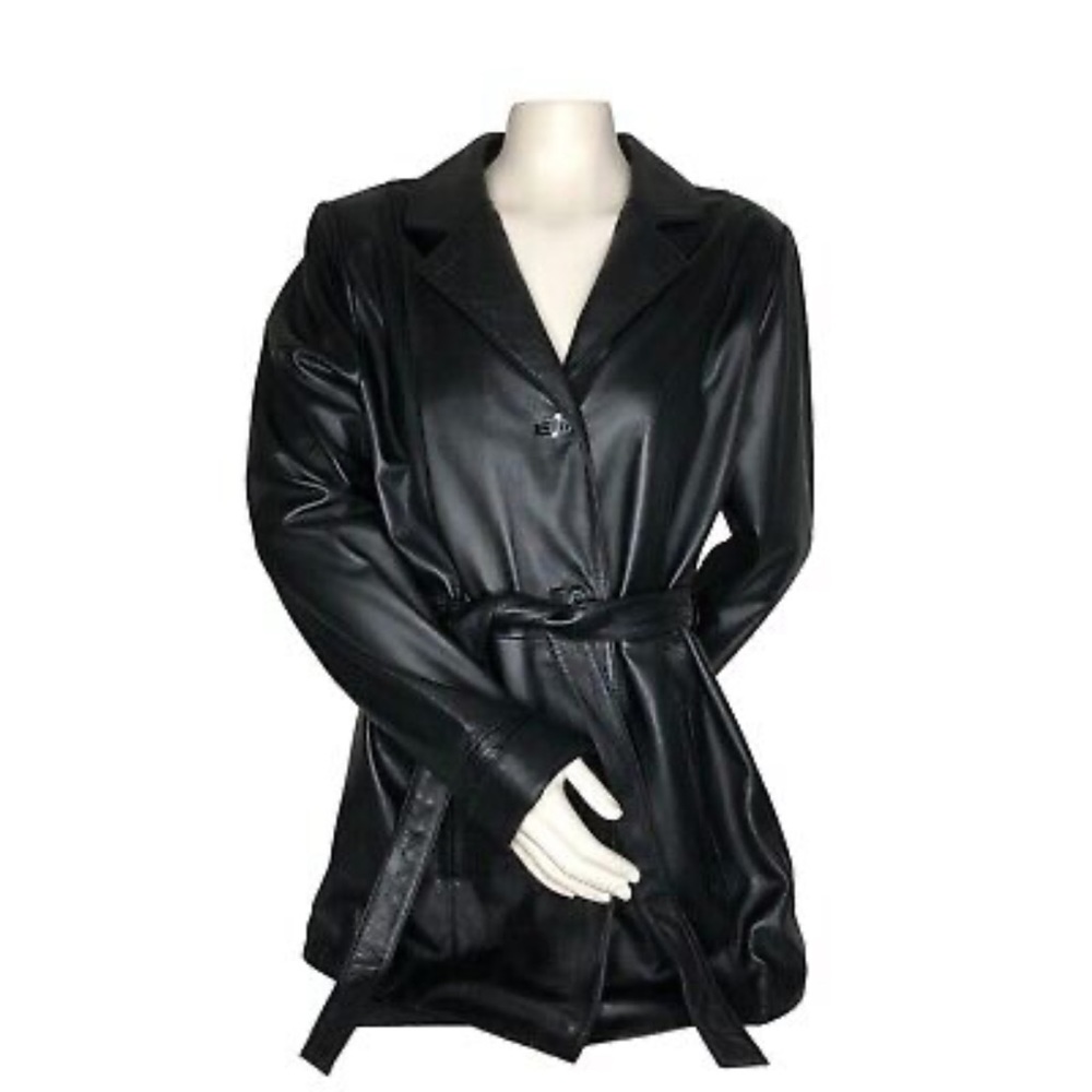 Wilsons Genuine Leather Vintage Black Coat with Thinsulate Liner Size Large
